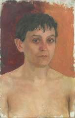 Půlakt, olej na lepence, student přijat na AVU, obor klasická malba, 2000