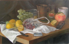 Klasické zátiší, olej na dřevě, studentka přijata na AVU, obor restaurování, 2006