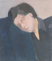 Ležící figura, olej na sololitu, student přijat na AVU, obor malba, 2002