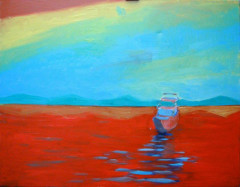 Červené jezero, olej na plátně, student přijat na VŠUP, obor malba, 2003