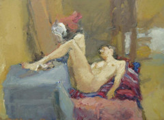 Akt, olej na plátně, student přijat na VŠUP, obor malba, 2002