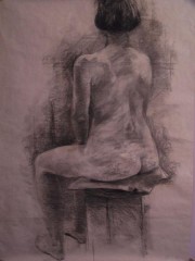 Akt zezadu, uhel, studentka přijata na AVU, obor restarátorství, 2005