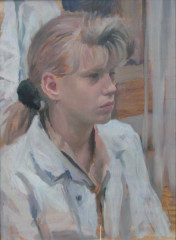 Portrét, olej na lepence, student přijat na AVU, obor malba, 1999